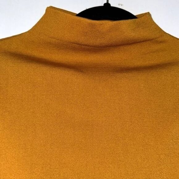 Aurora Mustard Yellow Turtleneck Long Sleeve Top 65% Polyester 35% Cotton Womens - Picture 4 of 8